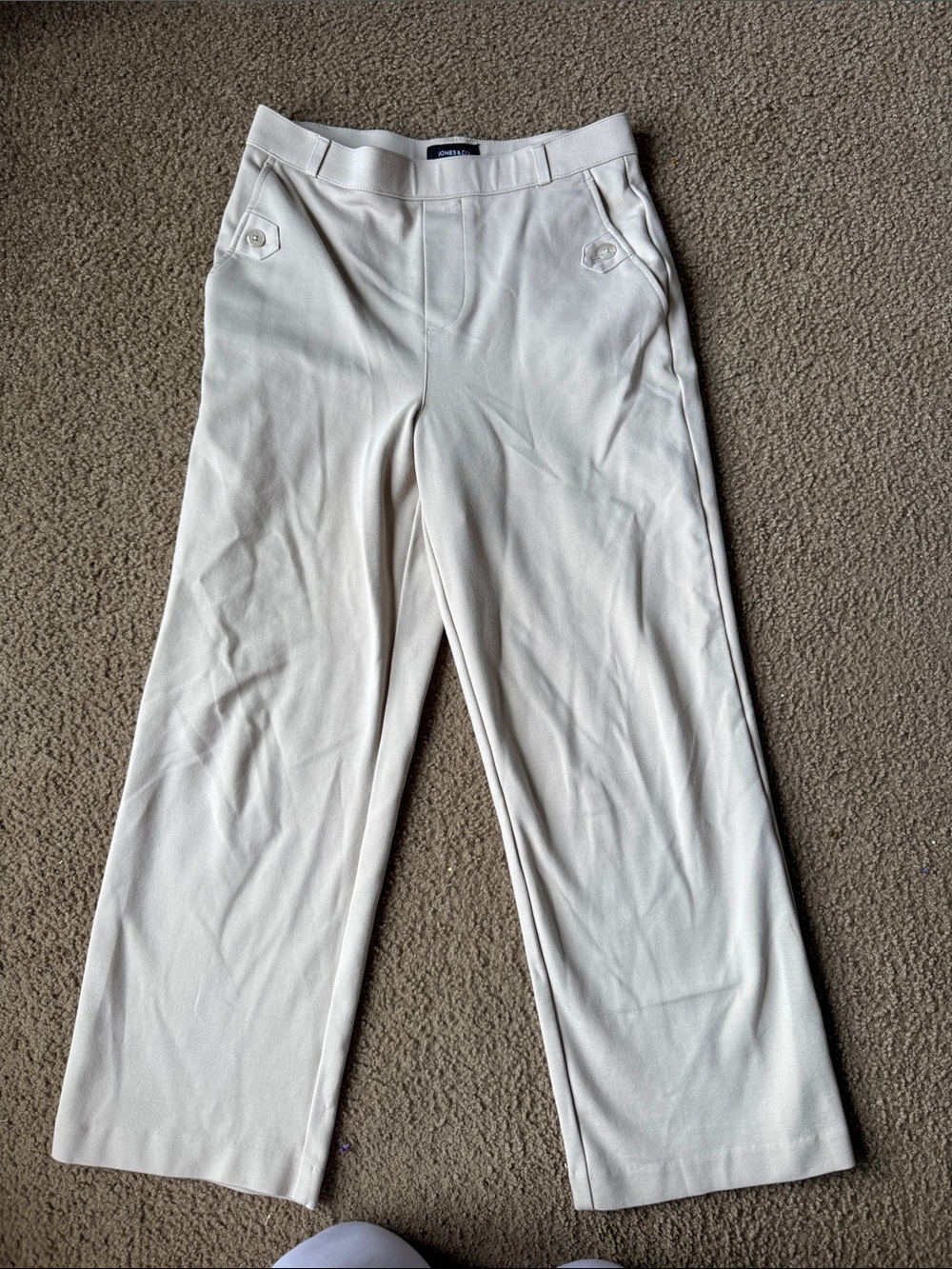 Woman Within Cream Wide-Leg Pull-On Pants